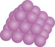 The base of this pyramid is a 4 × 4 square with smaller
squares resting on it.